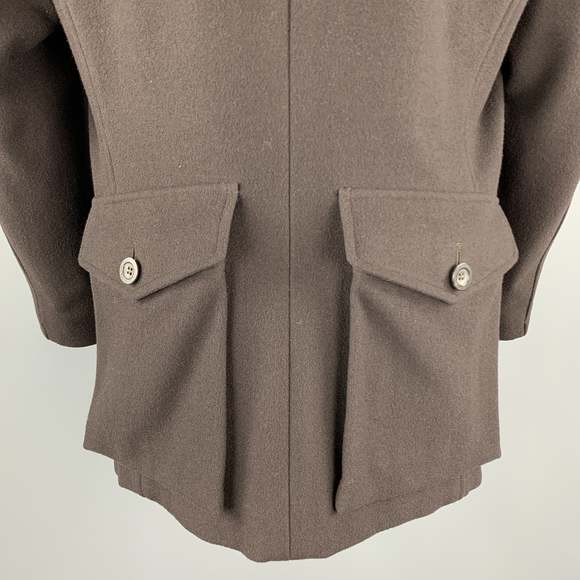 GUCCI Chest Brown Wool Peak Lapel Hidden Buttons Back Pockets Jacket - Picture 5 of 7